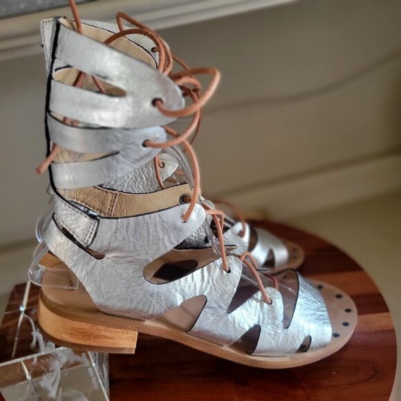 Latigo Hand Made Gladiator /Rapper Sandals Leather in Silver- US 7M - Picture 2 of 8